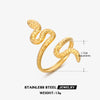 Snake Ring, Stainless Steel with Textured or Polished Finish, Gold-Tone or Silver-Tone, 25 Styles