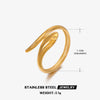 Snake Ring, Stainless Steel with Textured or Polished Finish, Gold-Tone or Silver-Tone, 25 Styles