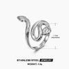 Snake Ring, Stainless Steel with Textured or Polished Finish, Gold-Tone or Silver-Tone, 25 Styles