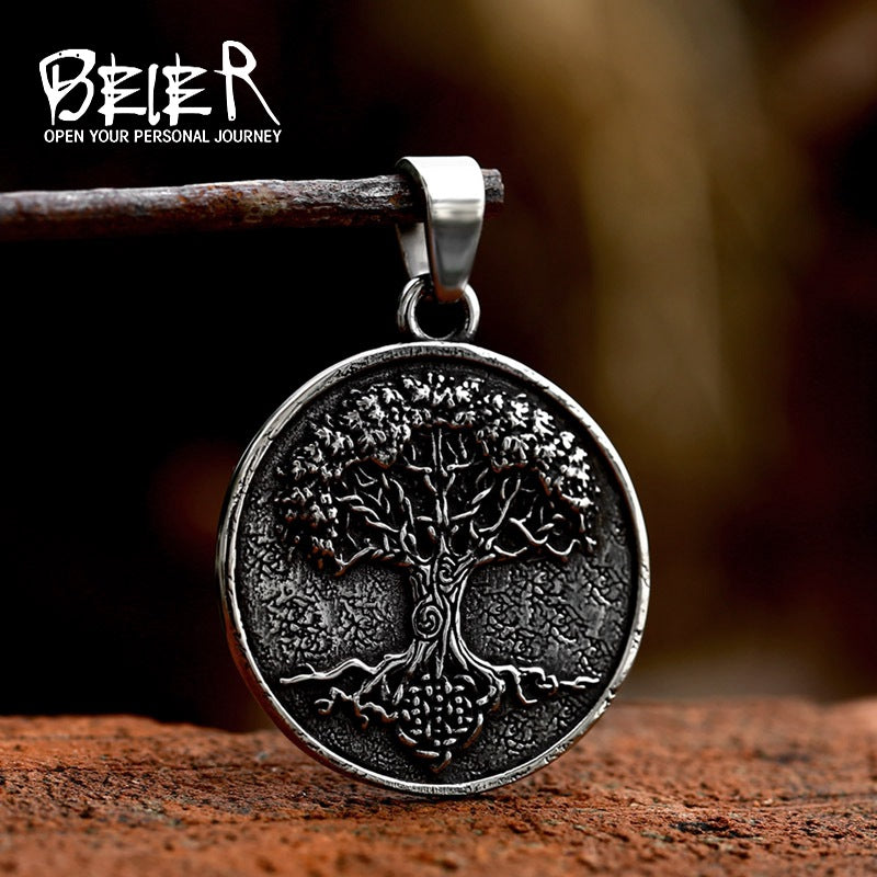 Tree of Life Pendant, Vintage-Inspired Stainless Steel Openwork Design, Pendant Only - Product view 1