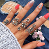 Floral and Vine Ring Set, Alloy with Antique Silver-Tone Finish, 4 Pieces