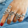 Floral and Vine Ring Set, Alloy with Antique Silver-Tone Finish, 4 Pieces