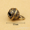 Taotie Motif Bell Pendant, Brass with Antique Finish, 35 mm