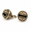 Taotie Motif Bell Pendant, Brass with Antique Finish, 35 mm