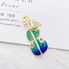 Violin Brooch Pin, Green Enamel Alloy Musical Instrument Design for Clothing - Product view 2
