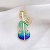 Violin Brooch Pin, Green Enamel Alloy Musical Instrument Design for Clothing - Product view 5