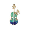 Violin Brooch Pin, Green Enamel Alloy Musical Instrument Design for Clothing - Product view 6
