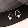 Geometric Hoop Earrings for Women, Copper Design with White, Purple, Black or Blue Zircon Accents - White (Silver)