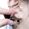 Geometric Hoop Earrings for Women, Copper Design with White, Purple, Black or Blue Zircon Accents - Product view 5