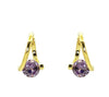 Geometric Hoop Earrings for Women, Copper Design with White, Purple, Black or Blue Zircon Accents - Purple (gold)