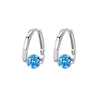 Geometric Hoop Earrings for Women, Copper Design with White, Purple, Black or Blue Zircon Accents - White (blue)