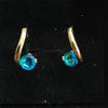 Geometric Hoop Earrings for Women, Copper Design with White, Purple, Black or Blue Zircon Accents - Gold (blue)