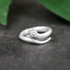 Snake Ring, Silver-Tone Copper with Textured Scales, Adjustable Open Band