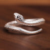 Snake Ring, Silver-Tone Copper with Textured Scales, Adjustable Open Band