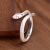 Snake Ring, Silver-Tone Copper with Textured Scales, Adjustable Open Band