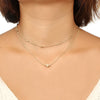Double-Layer Heart Necklace for Women, Alloy Pendant and Snake Chain in Gold or Silver Tone - Product view 3
