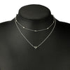 Double-Layer Heart Necklace for Women, Alloy Pendant and Snake Chain in Gold or Silver Tone - Silver