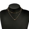 Double-Layer Heart Necklace for Women, Alloy Pendant and Snake Chain in Gold or Silver Tone - Gold