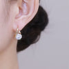 Rotating Hoop Earrings for Women, Gold-Tone Copper Design with Sparkling Zircon Accents - Product view 2