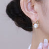 Rotating Hoop Earrings for Women, Gold-Tone Copper Design with Sparkling Zircon Accents - Product view 4