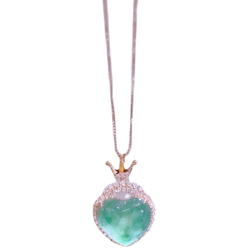 Heart Pendant Necklace for Women, Sun and Moon Motifs on a Silver-Tone O-Chain - Product view 1