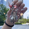 Miniature Key Charm Keychain, Antique Silver-Tone Alloy with Large Ring and Multiple Key Pendants