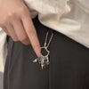 Miniature Key Charm Keychain, Antique Silver-Tone Alloy with Large Ring and Multiple Key Pendants