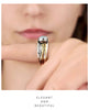 Pale Blue Accent Ring, Two-Tone Alloy with Textured Split Shoulders, Sizes 6-10
