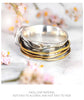 Pale Blue Accent Ring, Two-Tone Alloy with Textured Split Shoulders, Sizes 6-10
