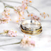 Pale Blue Accent Ring, Two-Tone Alloy with Textured Split Shoulders, Sizes 6-10