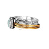 Pale Blue Accent Ring, Two-Tone Alloy with Textured Split Shoulders, Sizes 6-10