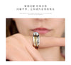 Pale Blue Accent Ring, Two-Tone Alloy with Textured Split Shoulders, Sizes 6-10