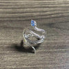Snake Wrap Ring, Silver-Tone Alloy with Blue and Clear Accents, Adjustable Open Design