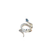 Snake Wrap Ring, Silver-Tone Alloy with Blue and Clear Accents, Adjustable Open Design