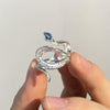 Snake Wrap Ring, Silver-Tone Alloy with Blue and Clear Accents, Adjustable Open Design