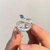 Snake Wrap Ring, Silver-Tone Alloy with Blue and Clear Accents, Adjustable Open Design