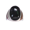 Oval Cabochon Ring, Silver-Plated Adjustable Band, Red or Black Accent