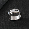Cross Pattern Band Ring, Stainless Steel, Silver-Tone, Gold-Tone or Black, Sizes 7-12