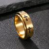 Cross Pattern Band Ring, Stainless Steel, Silver-Tone, Gold-Tone or Black, Sizes 7-12