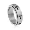 Cross Pattern Band Ring, Stainless Steel, Silver-Tone, Gold-Tone or Black, Sizes 7-12