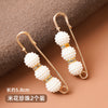 2-Pack Clothing Fastener Brooches, Adjustable Pins with Pearl-Style and Sparkling Bead Design Options - [2 packs] white rice flower broken beads