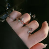 Red Accent Ring, Silver-Tone Copper with Floral, Cross or Snake Design, Adjustable, 12 Styles