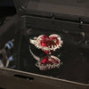 Red Accent Ring, Silver-Tone Copper with Floral, Cross or Snake Design, Adjustable, 12 Styles