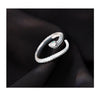 Silver Snake Ring, Textured Scales with Green Eye Accents, Adjustable Open Band