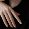 Silver Snake Ring, Textured Scales with Green Eye Accents, Adjustable Open Band