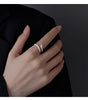 Silver Snake Ring, Textured Scales with Green Eye Accents, Adjustable Open Band