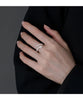 Silver Snake Ring, Textured Scales with Green Eye Accents, Adjustable Open Band