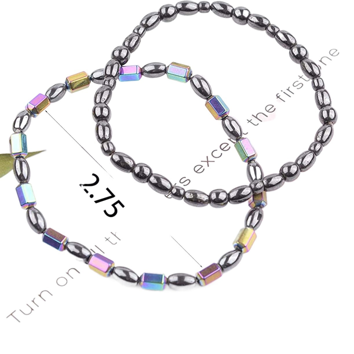 Magnetic Beaded Anklet or Bracelet, Black Stone-Style Beads in Three Design Options - Product view 1