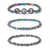 Magnetic Beaded Anklet or Bracelet, Black Stone-Style Beads in Three Design Options - Product view 2