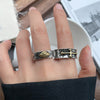 Vintage-Style Open Ring, Silver-Tone Band with Gold-Tone Eye or Cross Design